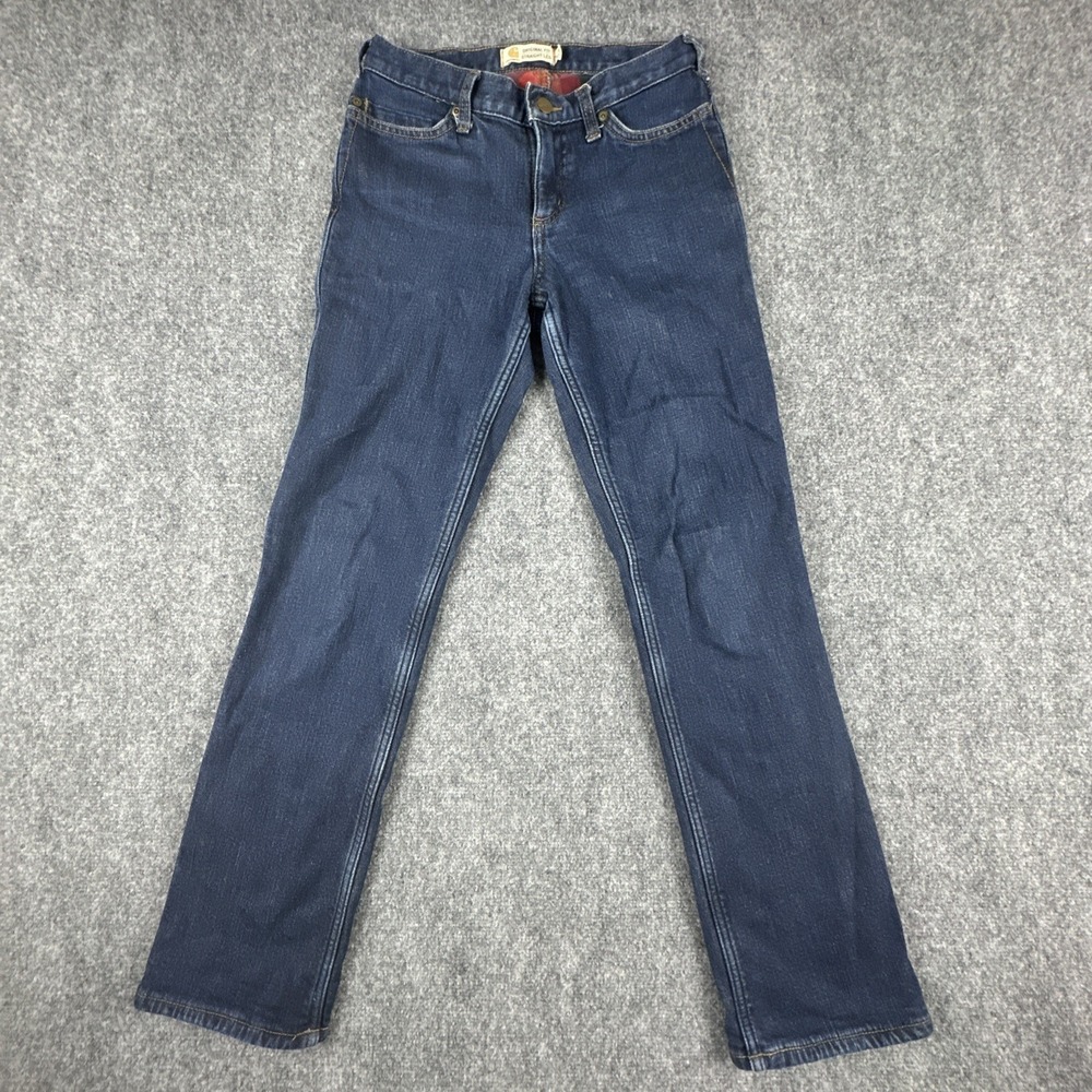 Carhartt Jeans Women's 2 Reg Dark Wash Original Fit Straight Leg Flannel Lined